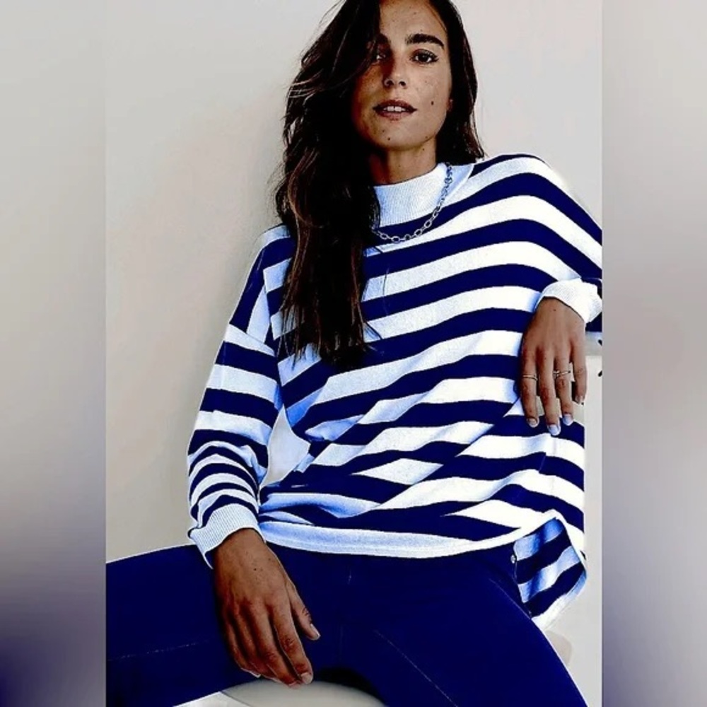 NWOT Madewell Ashbury Striped Navy Sweater